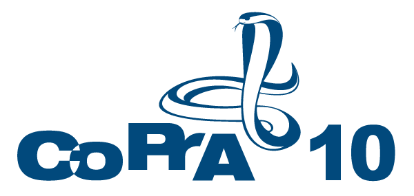 CoPrA 10 logo in blue
