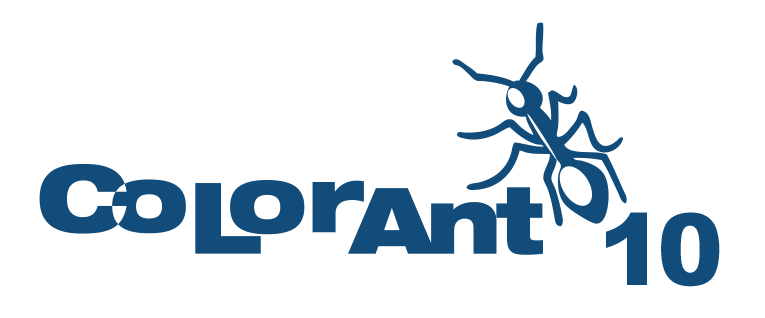 ColorAnt 10 logo in dark blue